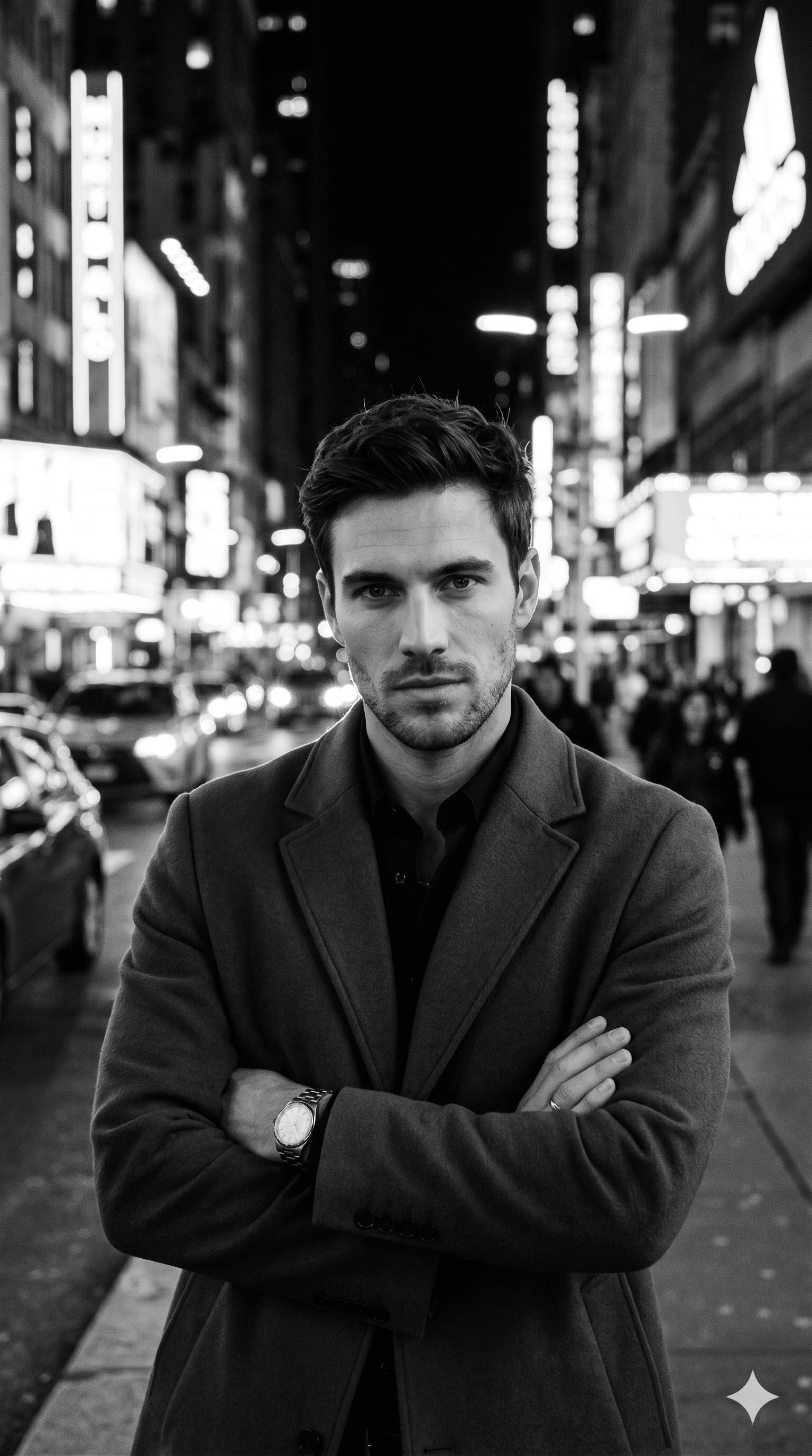 Cinematic B&W Urban Street Portrait