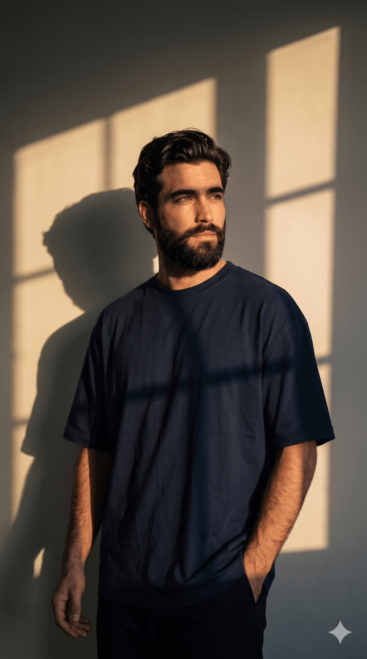 Cinematic Chiaroscuro Window Shadow Portrait