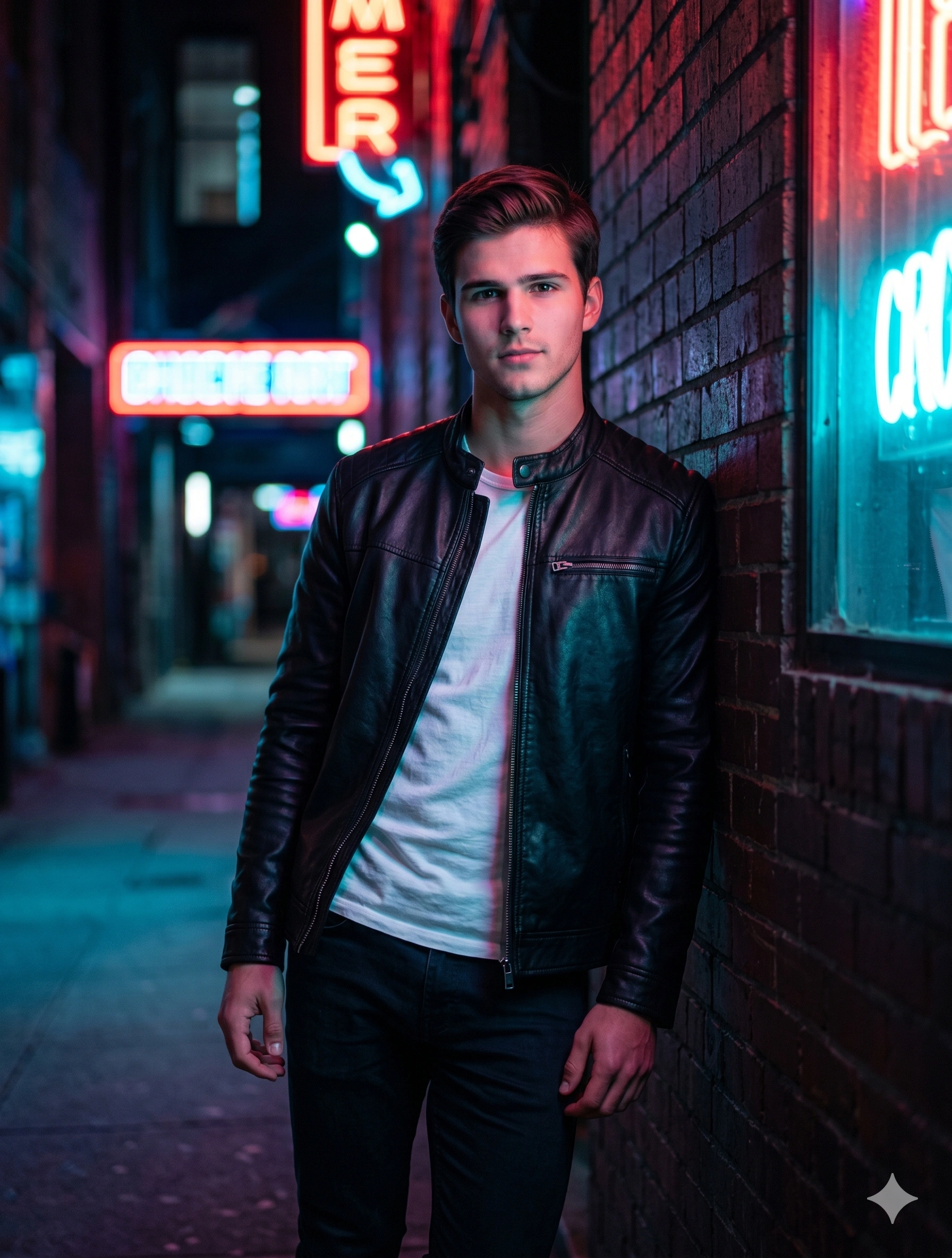 AI generated image corresponding to Cyberpunk Neon Street Portrait prompt