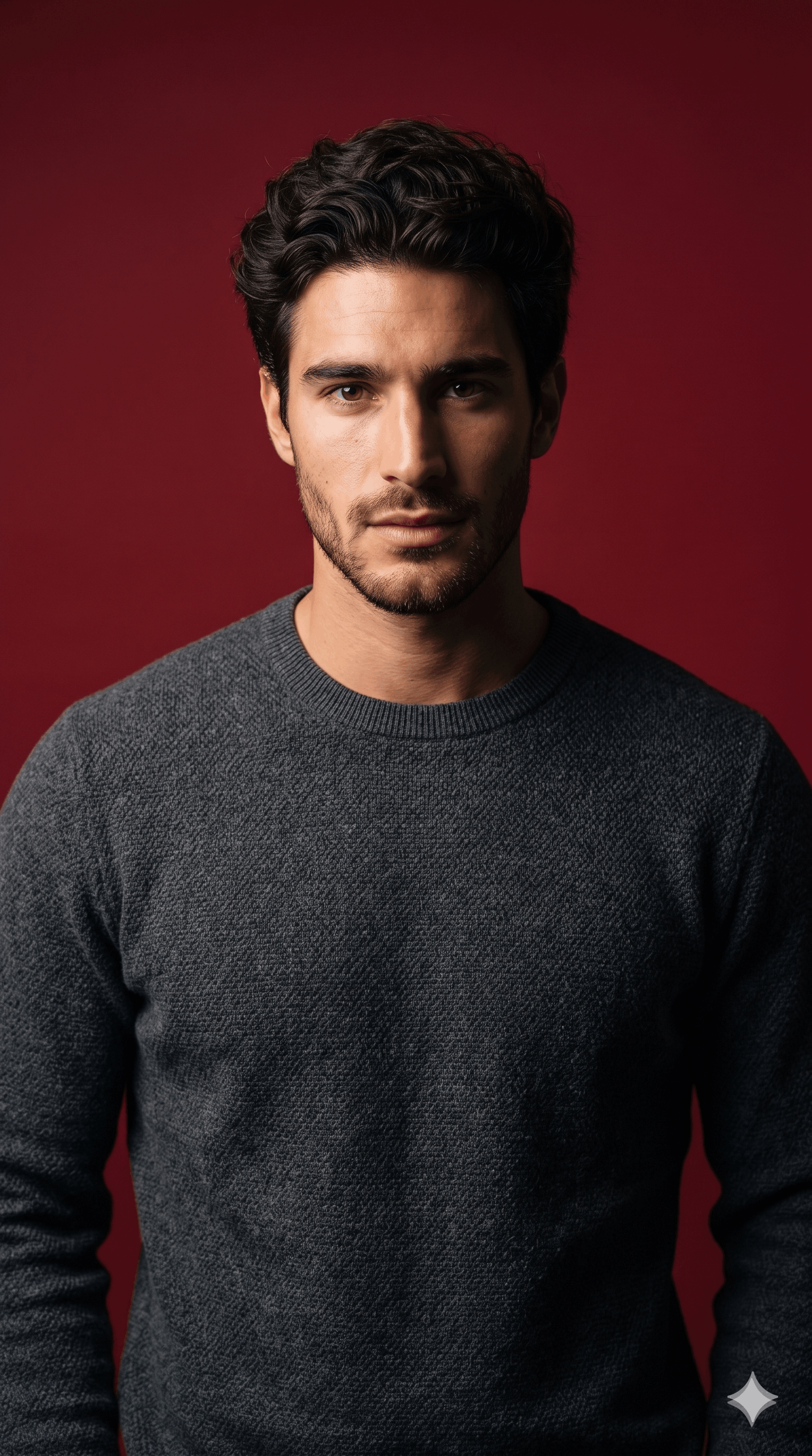 Dramatic Studio Portrait with Red Background