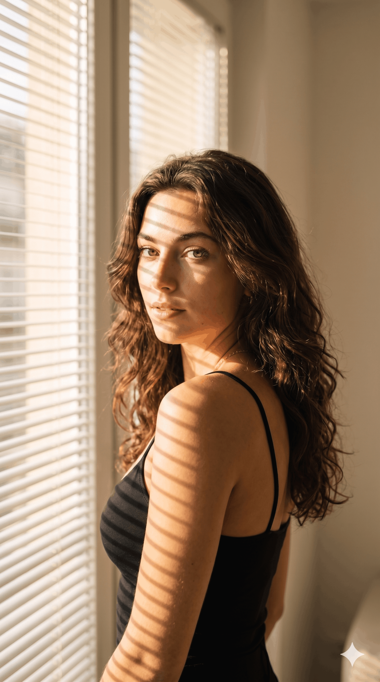 Golden Hour Window Blinds Portrait