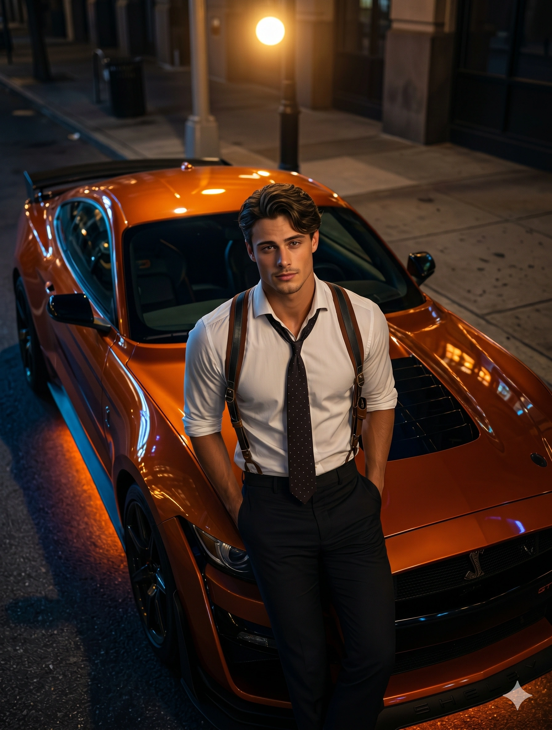 AI generated image corresponding to Hyper-Realistic Shelby GT500 Night Portrait prompt