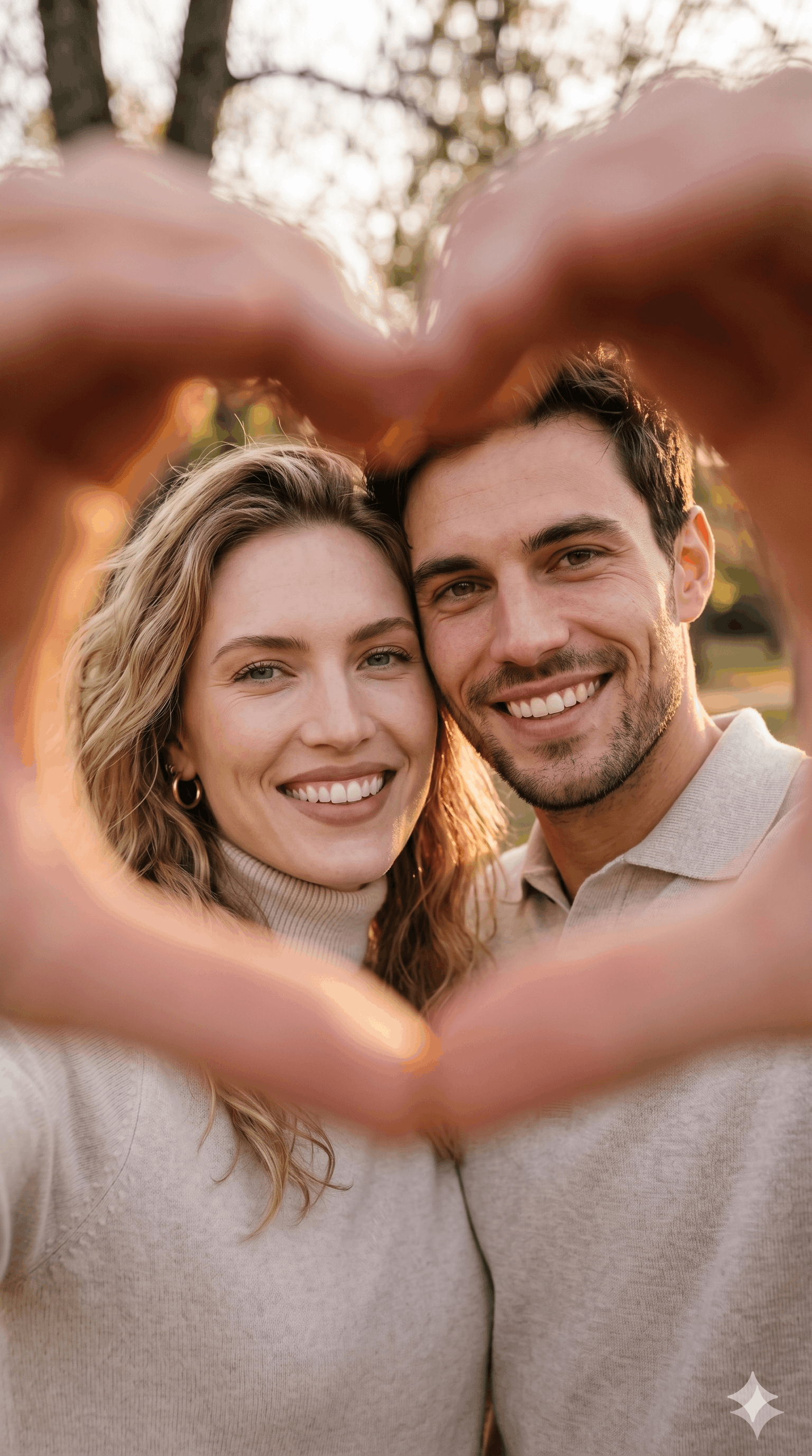 Joyful Couple Heart-Hand Frame