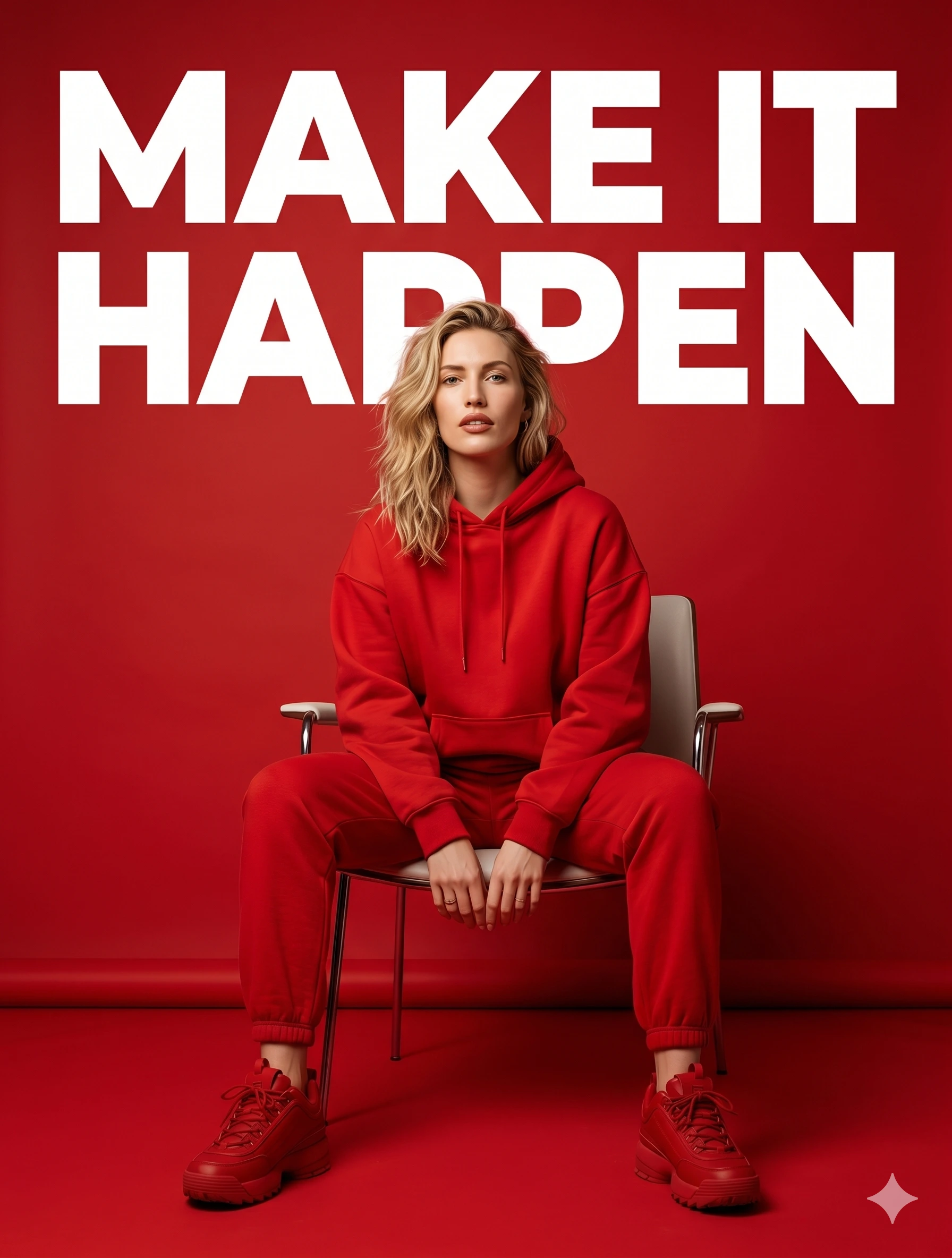 AI generated image corresponding to Monochrome Red Fashion Campaign prompt