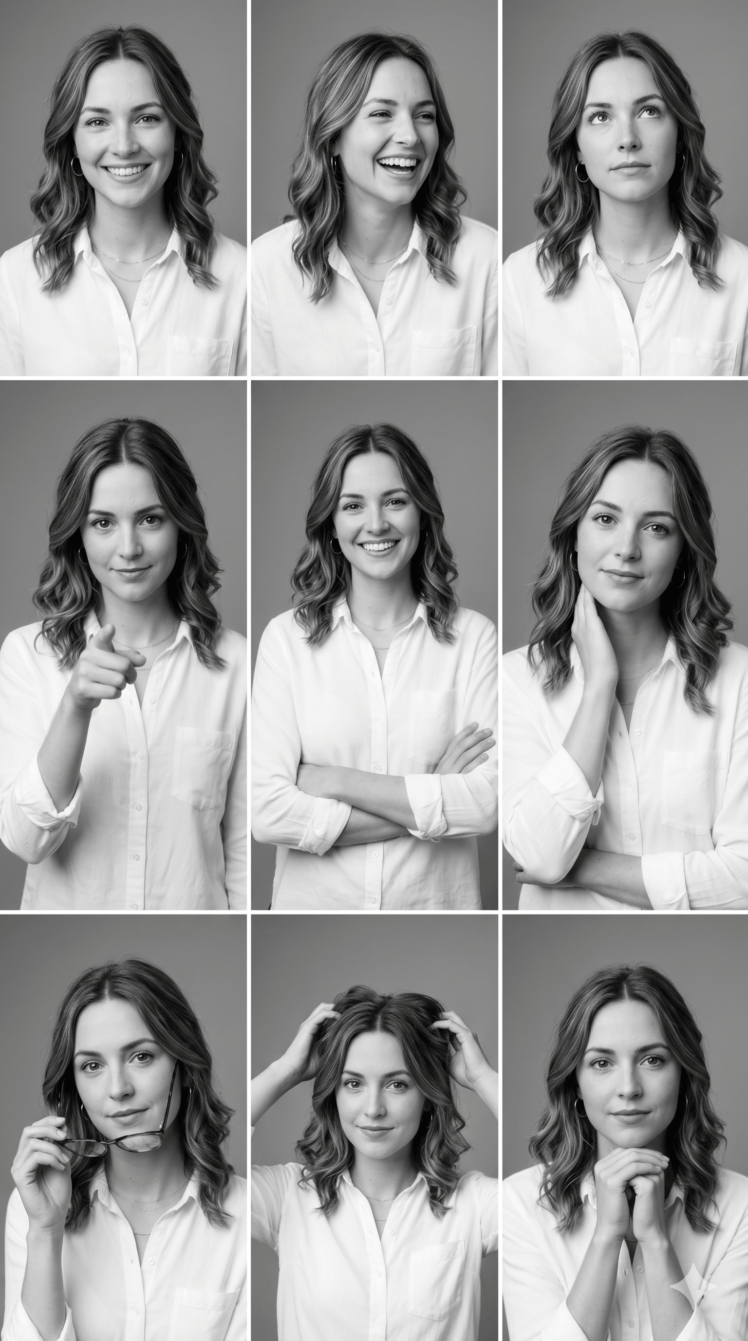 Professional 3x3 B&W Portrait Grid